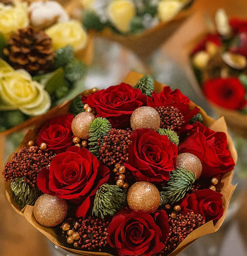 Adventní přání s kyticí