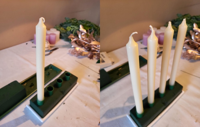 Umístění svíček do aranžovací hmoty 