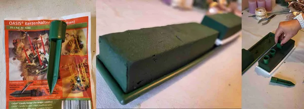 Aranžovací hmota usazená v podlouhlé misce