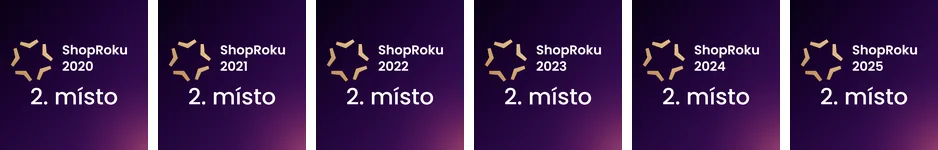 Certifikáty ShopRoku za druhé místo v letech 2020, 2021, 2022, 2023, 2024 a 2025