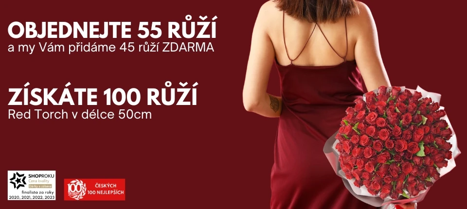 100 ruzi za cenu 55 růží