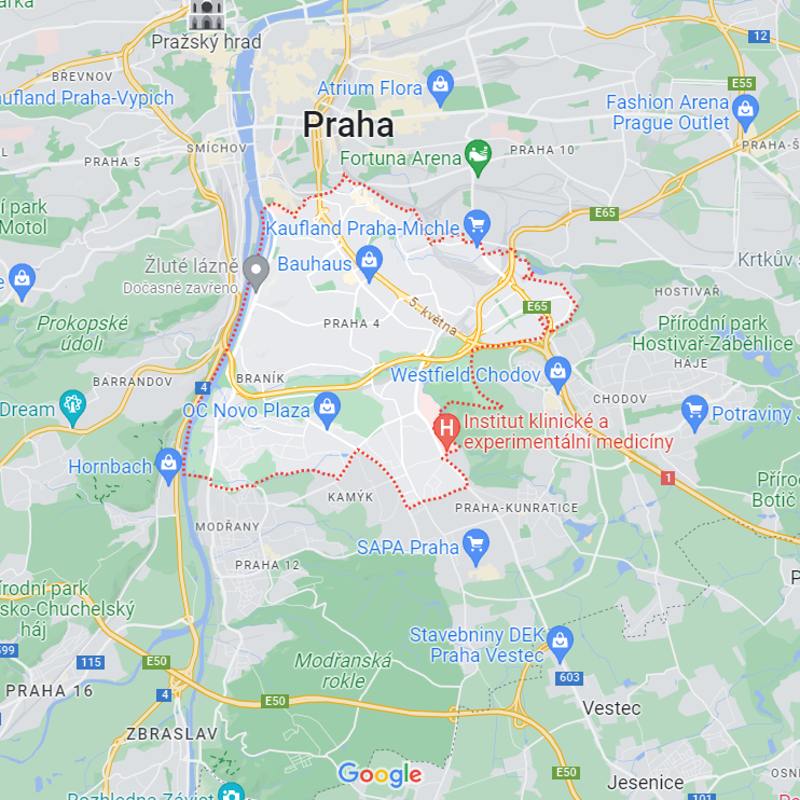 Mapa pro rozvoz květin na Praze 4