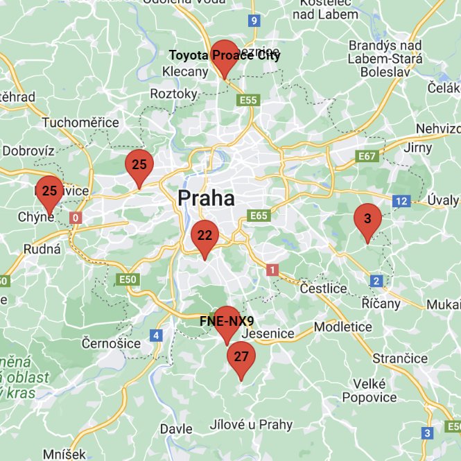 Sledování rozvozu Praha 19