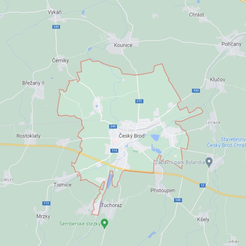 Mapa rozvozu květin v Českém Brodě