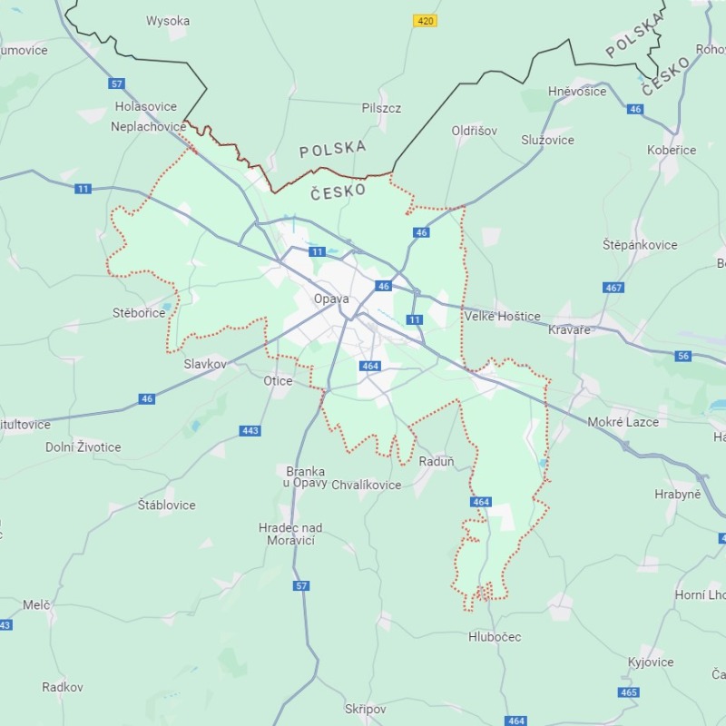 Mapa rozvozu květin ve Frýdku-Místku