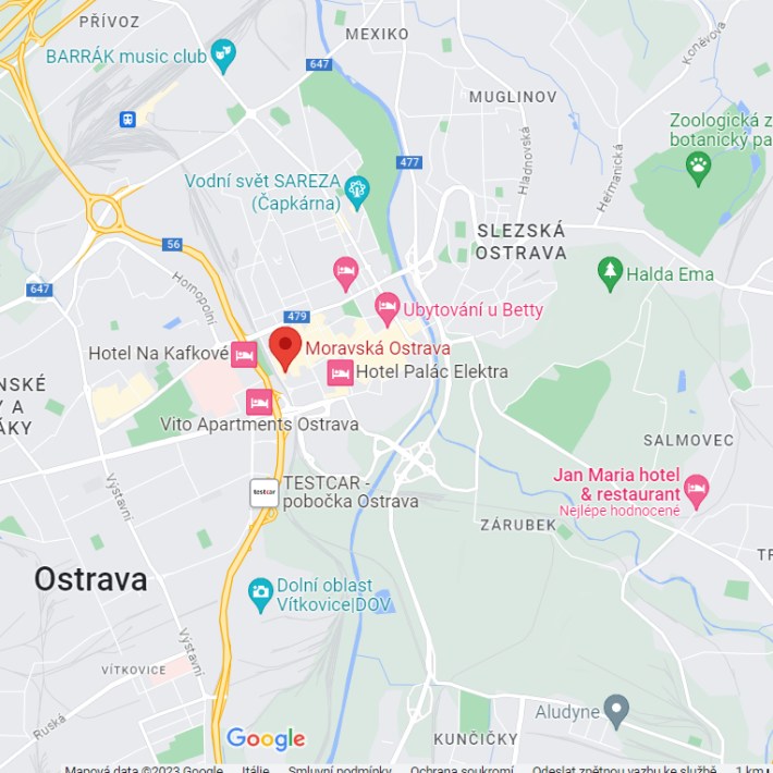 mapa rozvozu květin v Moravské Ostravě