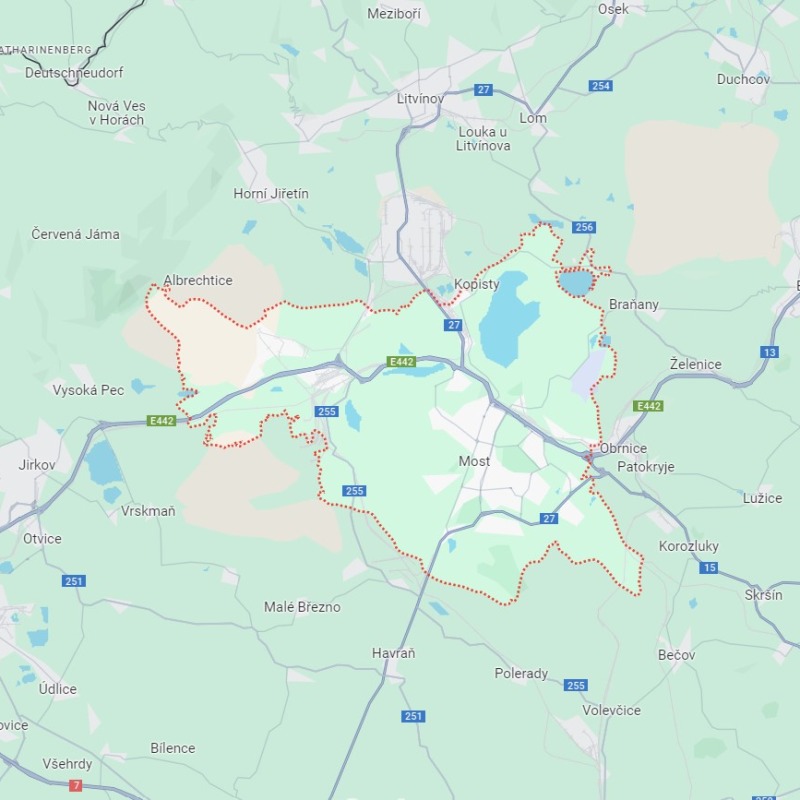 Mapa rozvozu květin v Mostě