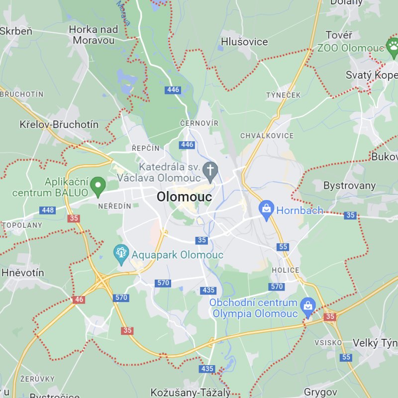 Mapa rozvozu květin v Olomouci