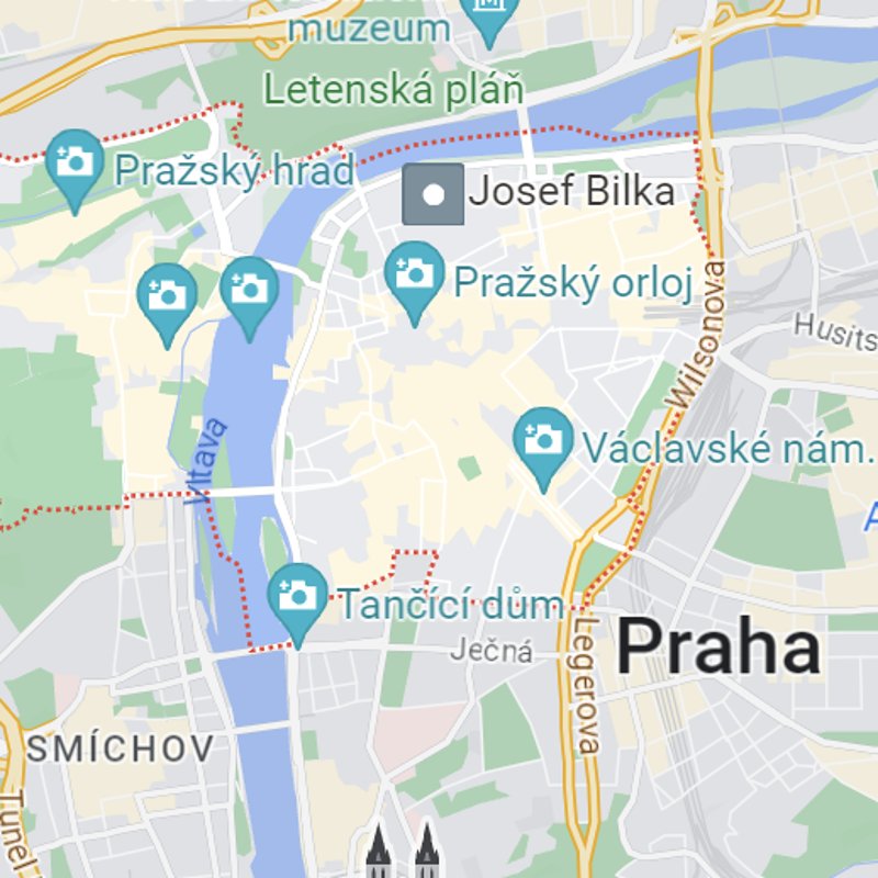 Mapa rozvozu květin po Praze 1