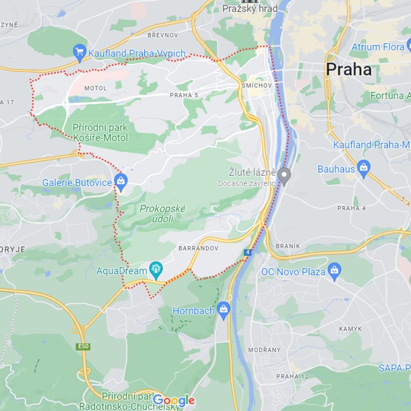 Mapa pro doručení kytice Praha 5