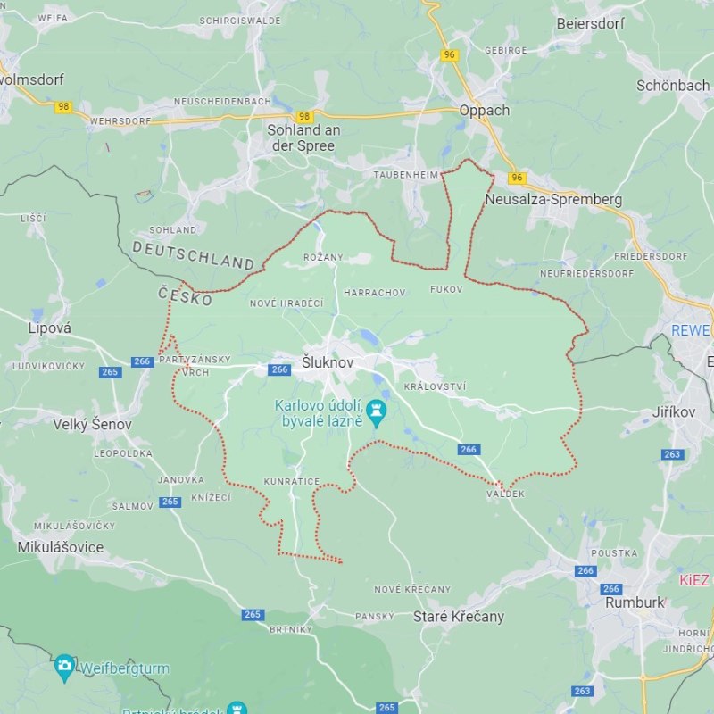 Mapa rozvozu květin v Šluknově