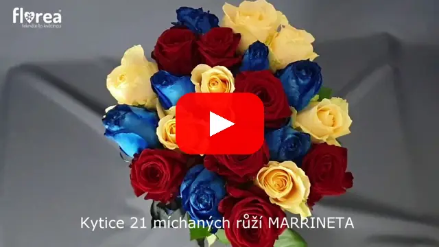 Video: Kytice 21 míchaných růží MARRINETA