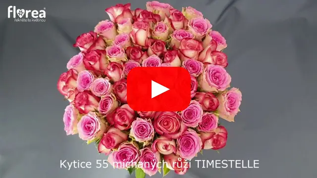 Video: Kytice 55 míchaných růží TIMESTELLE
