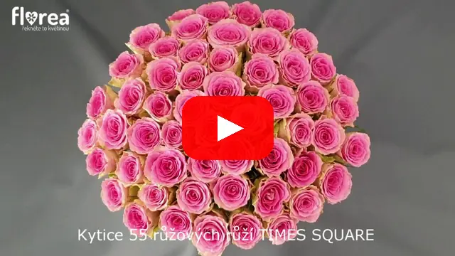 Video: Kytice 55 růžových růží TIMES SQUARE