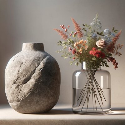 Porovnání kamenných a skleněných váz