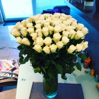 Doručení kytice 100 bílých růží ASPEN 60cm do Újezdu do Brna