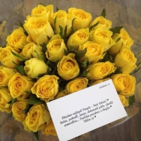 Kytice žlutých růží Topsun doručená do Brna