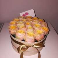 Květinová krabička z růží Peach Vuvzela