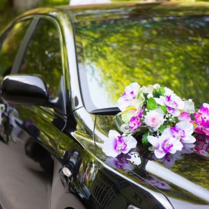 Svatební výzdoba auta z orchidejí