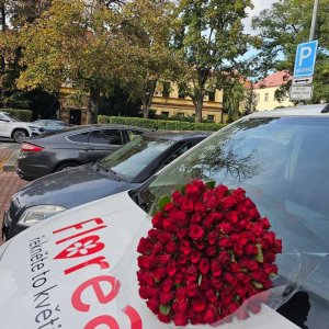 Kytice 100 červených růží doručená do Prahy 22