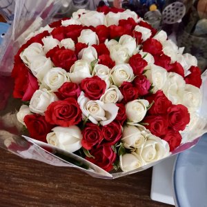 Míchaná kytice 100 růží Agatha 40cm