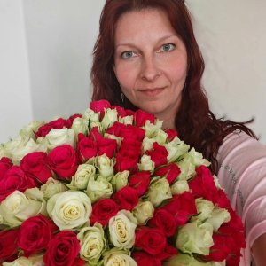 Kytice 100 míchaných růží White Graciana 50cm