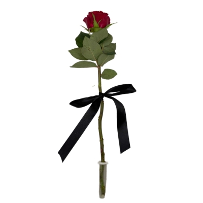 10 smutečních rudých růží 60cm (XL) se stuhou