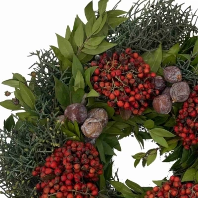 ADVENTNÍ VĚNEC na dveře listy a plody (16145-06)
