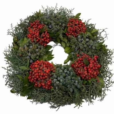 ADVENTNÍ VĚNEC na dveře listy a plody (16145-10)