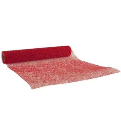 Pavučinový dekorativní běhoun na stůl 280 mm x 2,5 m červená