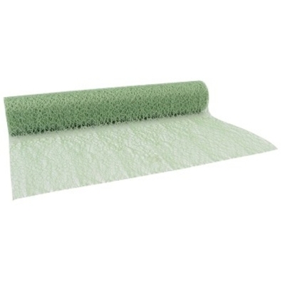 Pavučinový dekorativní běhoun na stůl 280 mm x 2,5 m pastelově zelená