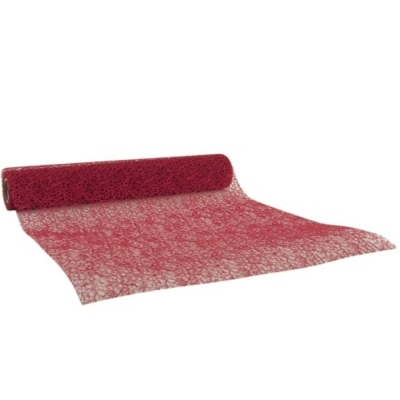 Pavučinový dekorativní běhoun na stůl 280 mm x 2,5 m vínová