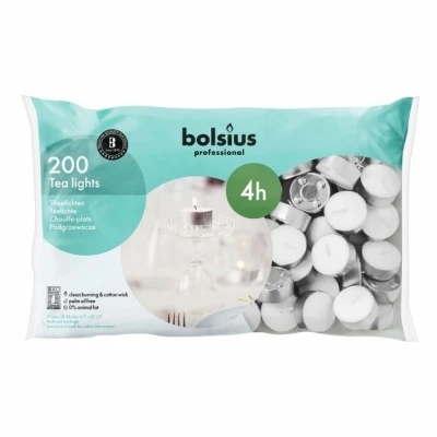 Čajová svíčka Bolsius 200 ks 4 hod (16x36 mm)