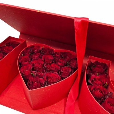 Červený I Love You Box růží 001