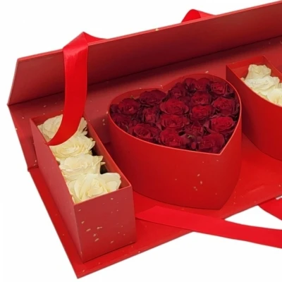 Červený I Love You Box růží 002