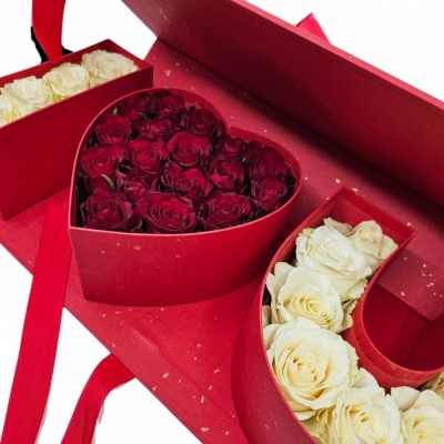 Červený I Love You Box růží 002