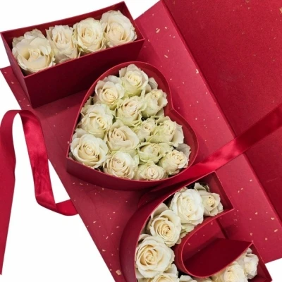 Červený I Love You Box růží 003