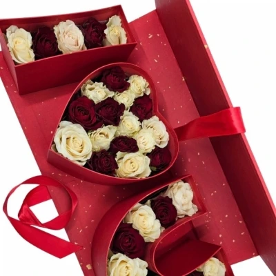 Červený I Love You Box růží 004