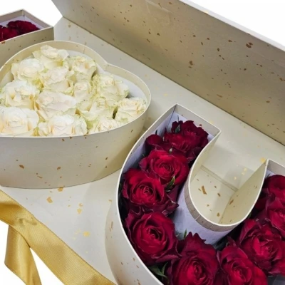 Krémový I Love You Box růží 005