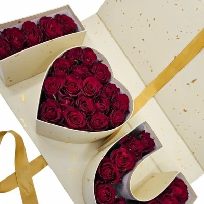 Krémový I Love You Box růží 006