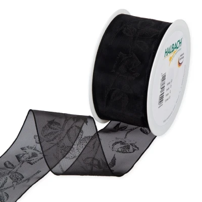 Crepová organza s potiskem růží