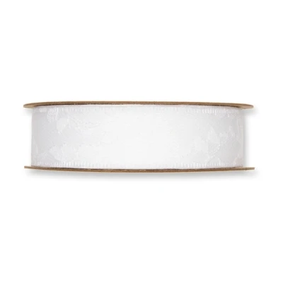 Dekorační stuha s krajkou bílá 25mm x 8m