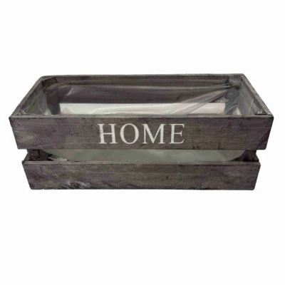 Dřevěná bedýnka Home šedá  32 cm x 14 cm x 12 cm