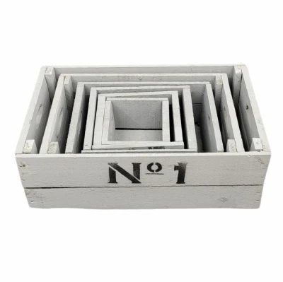 Dřevěná bedýnka N°1 šedá (sada 6ks)