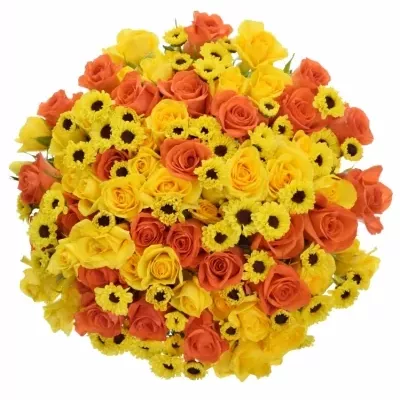 Míchaná kytice 50 vícebarevných květin SUNNY KYRIA 40 cm