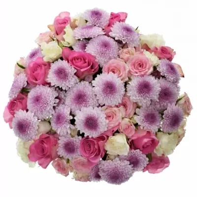 Míchaná kytice 25 vícebarevných květin LOVELY MIA 40 cm