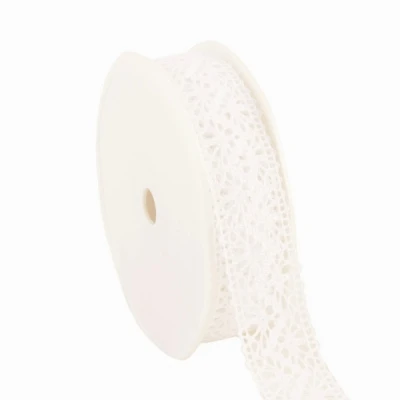 Bavlněná háčkovaná stuha 22 mm x 10 m bílá
