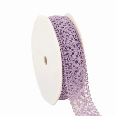 Bavlněná háčkovaná stuha 22 mm x 10 m fialová