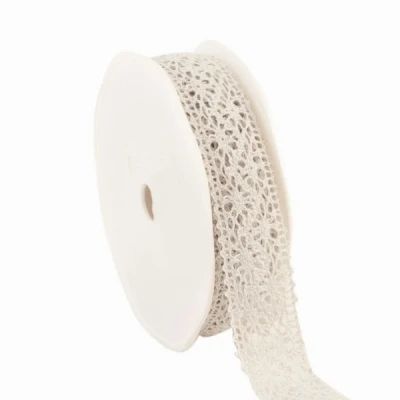 Bavlněná háčkovaná stuha 22 mm x 10 m šedá 