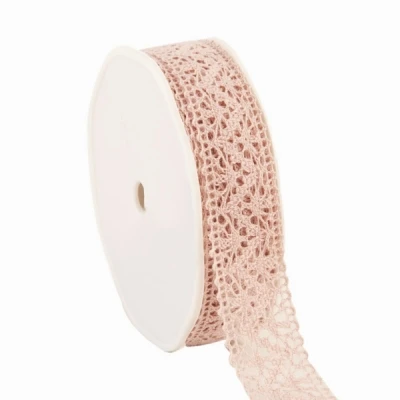 Bavlněná háčkovaná stuha 22 mm x 10 m starorůžová